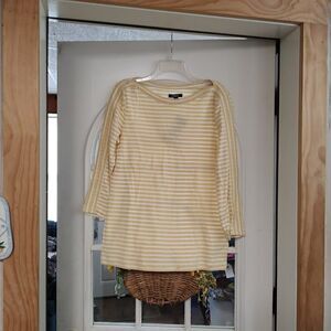 New Chaps Yellow White striped Top Size Women's L
